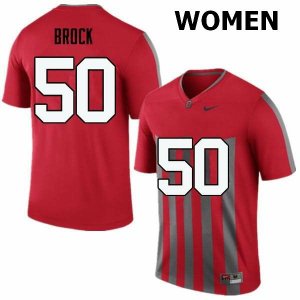 NCAA Ohio State Buckeyes Women's #50 Nathan Brock Throwback Nike Football College Jersey KCW2245JT